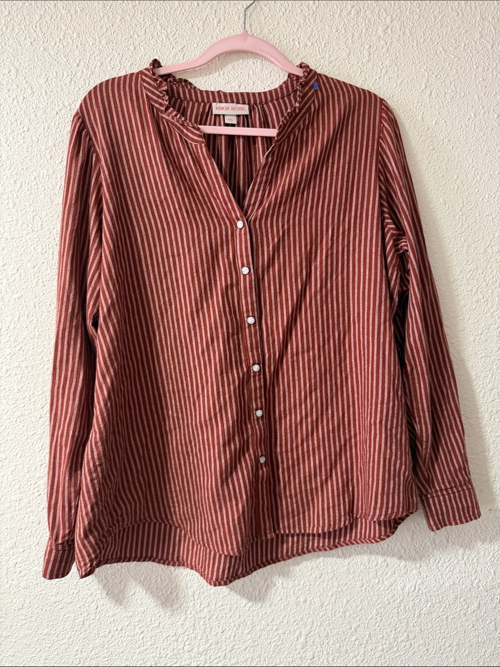 Knox Rose Striped Blouse in Rust and Ivory